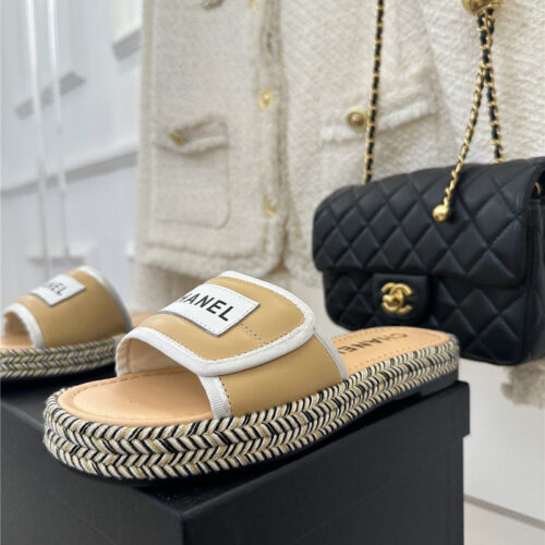High Quality Luxury Chanel Velcro Lazy Slippers – Style 66918 product detail