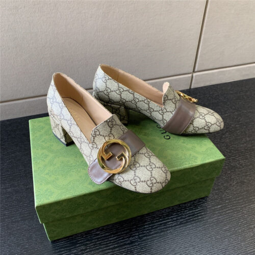 High Quality Luxury Gucci Retro Fashion Round Interlocking Double G Logo Shoes