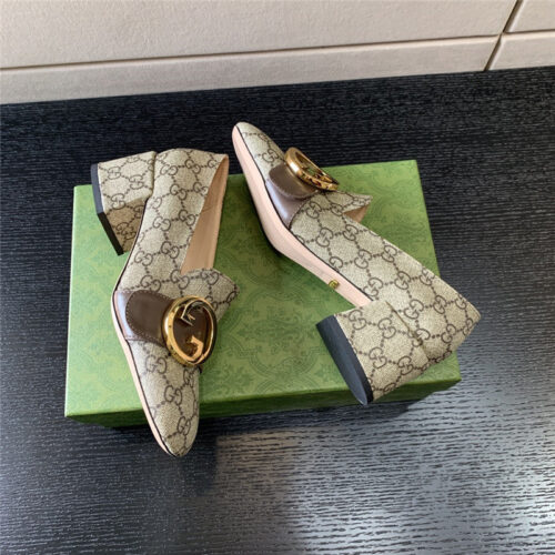 High Quality Luxury Gucci Retro Fashion Round Interlocking Double G Logo Shoes product detail