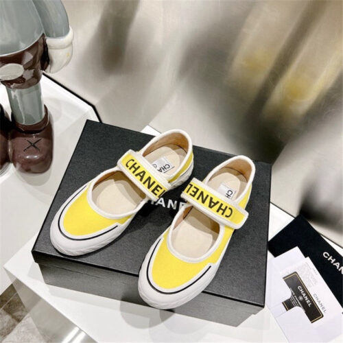High Quality Luxury Chanel Second-Hand Velcro Platform Canvas Shoes – Style 63366