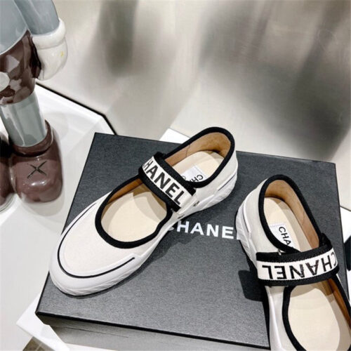 High Quality Luxury Chanel Second-Hand Velcro Platform Canvas Shoes – Style 27206 product detail