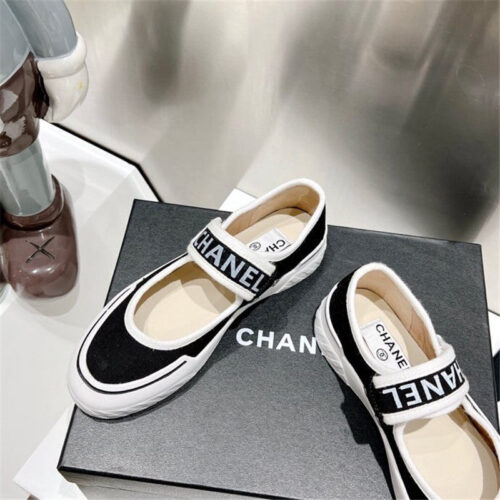 High Quality Luxury Chanel Second-Hand Velcro Platform Canvas Shoes – Style 92742 product detail