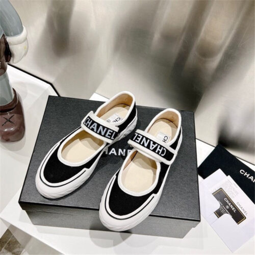 High Quality Luxury Chanel Second-Hand Velcro Platform Canvas Shoes – Style 92742