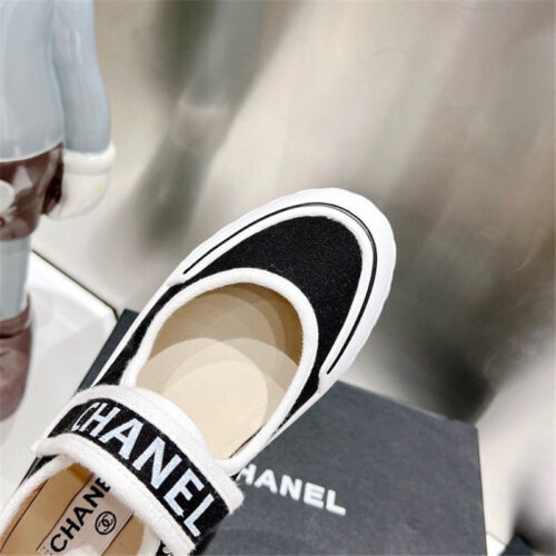 High Quality Luxury Chanel Second-Hand Velcro Platform Canvas Shoes – Style 92742 product detail