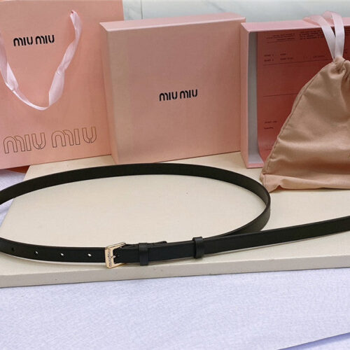 High Quality Luxury Miumiu Metal Perforated Micro-Logo Leather Belt – Style 16998