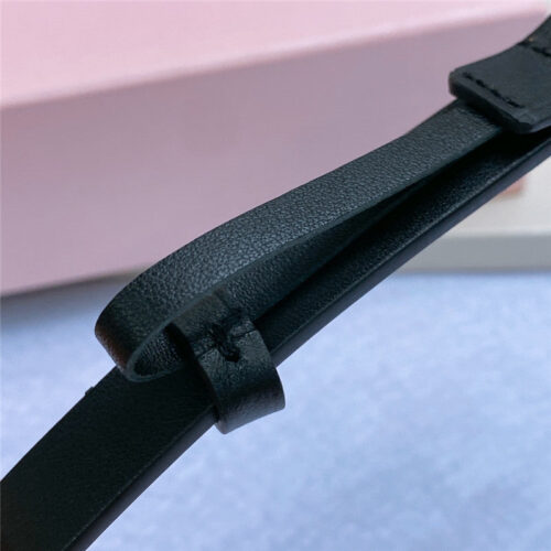 High Quality Luxury Miumiu Metal Perforated Micro-Logo Leather Belt – Style 16998 alternate view