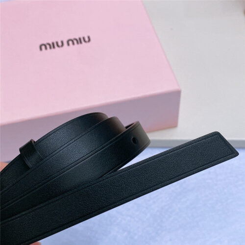 High Quality Luxury Miumiu Metal Perforated Micro-Logo Leather Belt – Style 16998 product detail