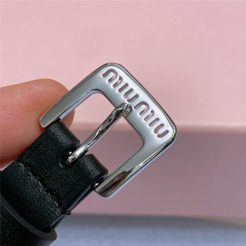 High Quality Luxury Miumiu Metal Perforated Micro-Logo Leather Belt – Style 82534 product detail