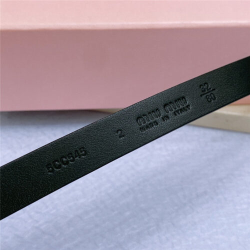 High Quality Luxury Miumiu Metal Perforated Micro-Logo Leather Belt – Style 82534 product detail