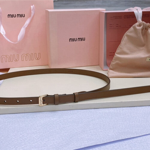 High Quality Luxury Miumiu Metal Perforated Micro-Logo Leather Belt – Style 49766