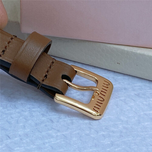 High Quality Luxury Miumiu Metal Perforated Micro-Logo Leather Belt – Style 49766 product detail