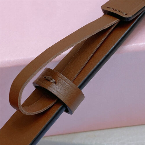 High Quality Luxury Miumiu Metal Perforated Micro-Logo Leather Belt – Style 49766 product detail