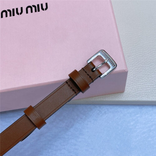 High Quality Luxury Miumiu Metal Perforated Micro-Logo Leather Belt – Style 15302 alternate view