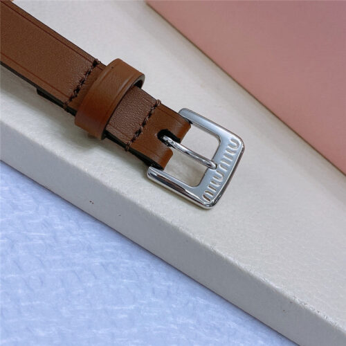 High Quality Luxury Miumiu Metal Perforated Micro-Logo Leather Belt – Style 15302 product detail