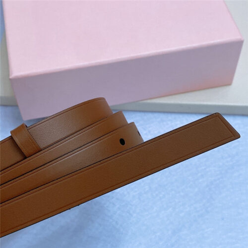 High Quality Luxury Miumiu Metal Perforated Micro-Logo Leather Belt – Style 15302 product detail
