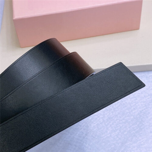 High Quality Luxury Miumiu Metal Perforated Micro-Logo Leather Belt product detail