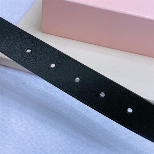High Quality Luxury Miumiu Metal Perforated Micro-Logo Leather Belt product detail