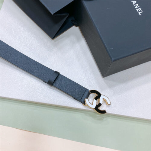 High Quality Luxury Chanel Black And White Enamel Double C Logo Belt – Style 46278 product detail