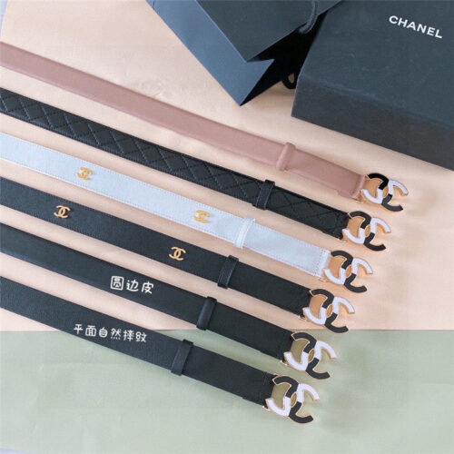 High Quality Luxury Chanel Black And White Enamel Double C Logo Belt – Style 46278 product detail