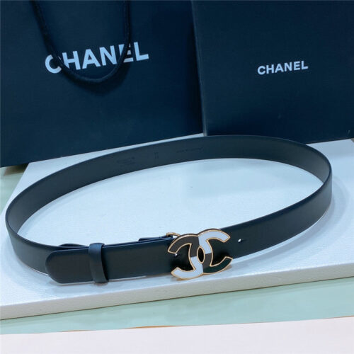 High Quality Luxury Chanel Black And White Enamel Double C Logo Belt – Style 13510