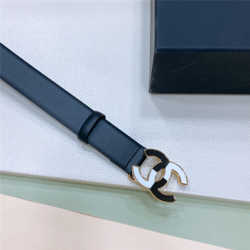 High Quality Luxury Chanel Black And White Enamel Double C Logo Belt – Style 13510 product detail