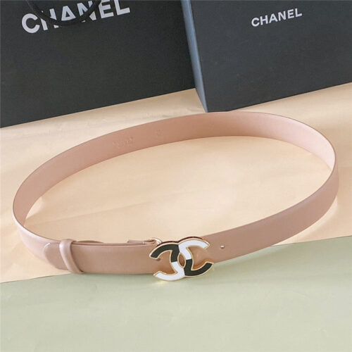 High Quality Luxury Chanel Black And White Enamel Double C Logo Belt – Style 79046