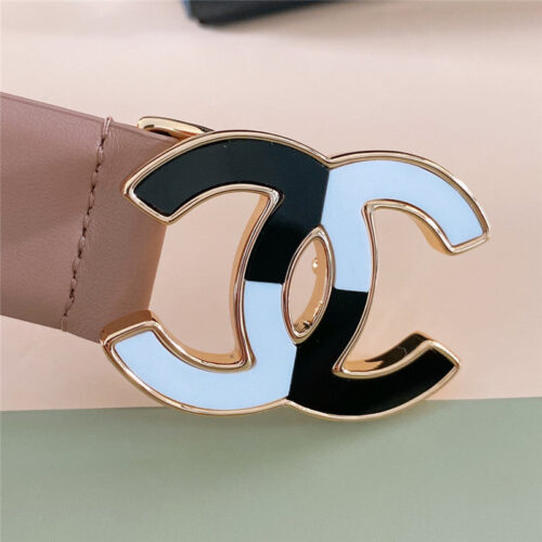 High Quality Luxury Chanel Black And White Enamel Double C Logo Belt – Style 79046 alternate view