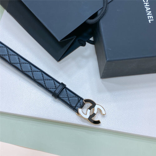 High Quality Luxury Chanel Black And White Enamel Double C Logo Belt – Style 11814 product detail