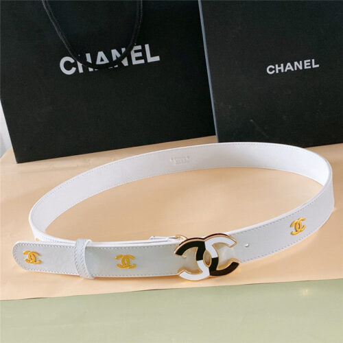 High Quality Luxury Chanel Black And White Enamel Double C Logo Belt