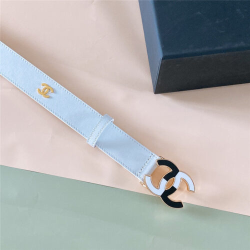 High Quality Luxury Chanel Black And White Enamel Double C Logo Belt product detail