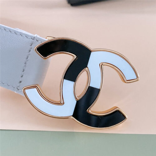 High Quality Luxury Chanel Black And White Enamel Double C Logo Belt product detail