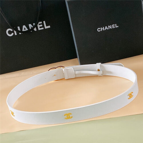 High Quality Luxury Chanel Black And White Enamel Double C Logo Belt alternate view