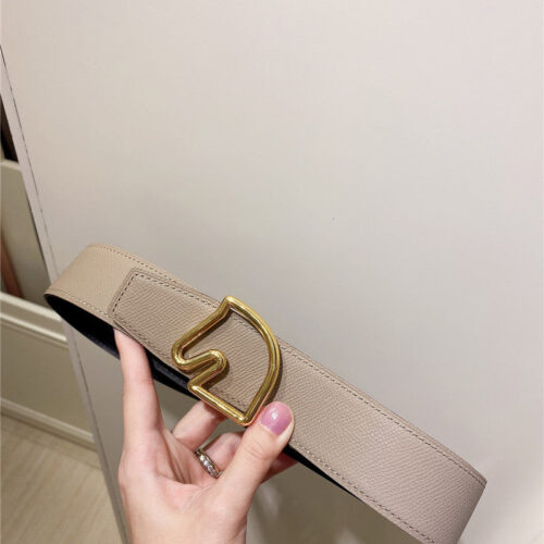 High Quality Luxury Hermes Palladium-Plated Metal Buckle Belt