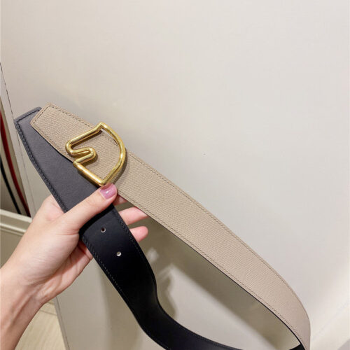 High Quality Luxury Hermes Palladium-Plated Metal Buckle Belt alternate view