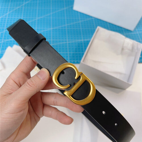 High Quality Luxury Dior Width 3.0Cm Black Calfskin Belt