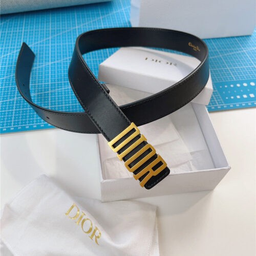 High Quality Luxury Dior Diorquake Black Calfskin Leather Belt – Style 74982 product detail