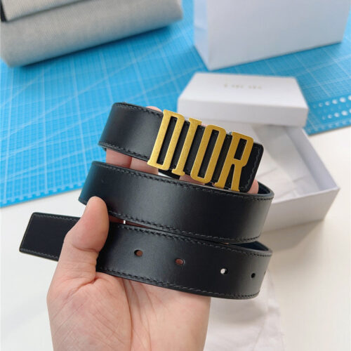 High Quality Luxury Dior Diorquake Black Calfskin Leather Belt – Style 74982 alternate view