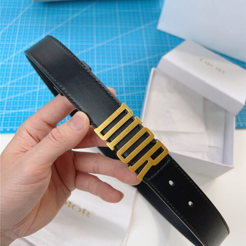 High Quality Luxury Dior Diorquake Black Calfskin Leather Belt – Style 74982