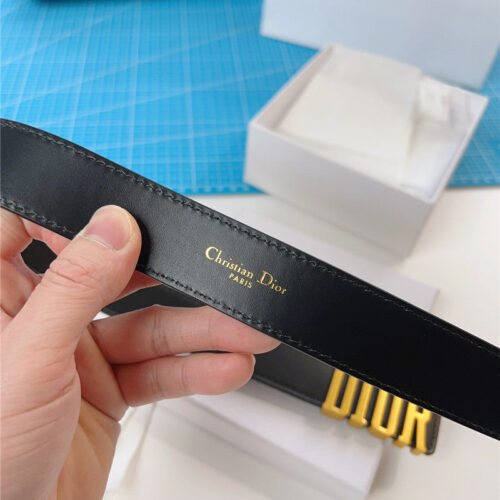 High Quality Luxury Dior Diorquake Black Calfskin Leather Belt – Style 74982 product detail