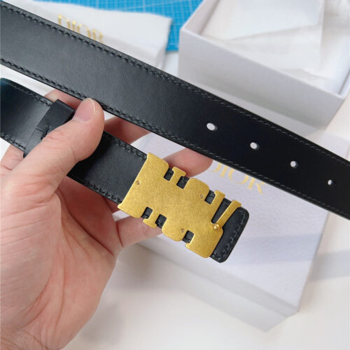 High Quality Luxury Dior Diorquake Black Calfskin Leather Belt – Style 74982 product detail