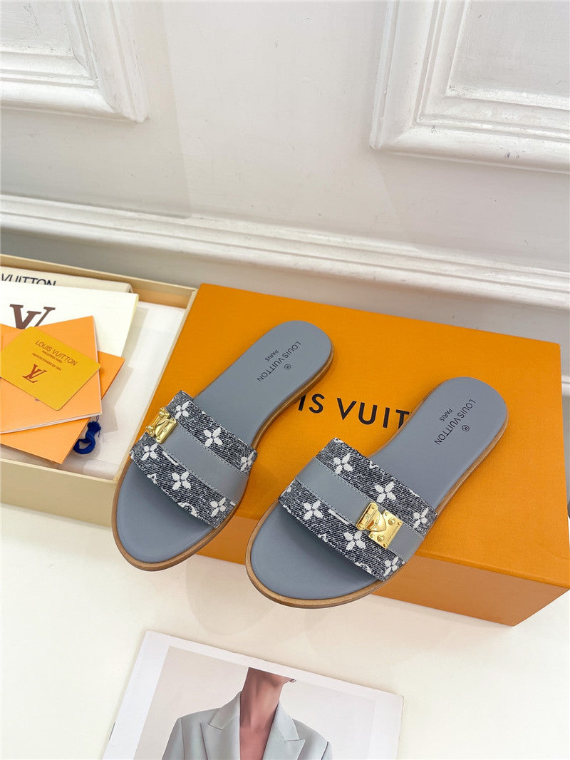 High Quality Luxury Louis Vuitton Spring And Summer New Metal Buckle Slippers – Style 27683