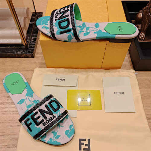 High Quality Luxury Fendi Embroidered “Fendi” Large English Logo Logo Slippers – Style 94035 product detail