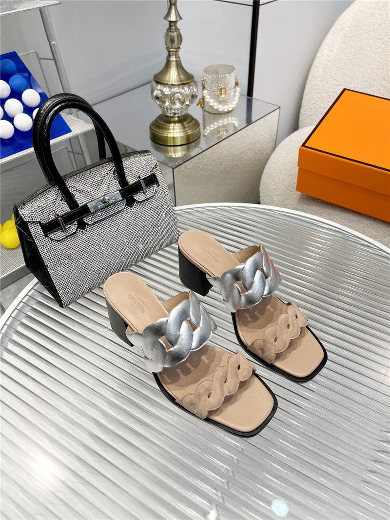 High Quality Luxury Hermes Pig Nose High Heel Sandals – Style 86659