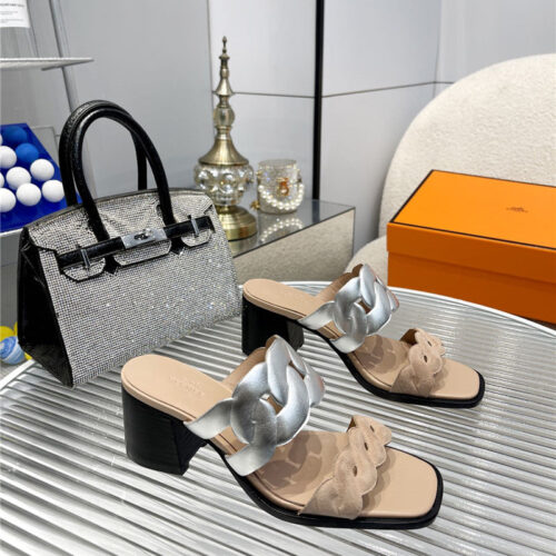 High Quality Luxury Hermes Pig Nose High Heel Sandals – Style 86659 product detail