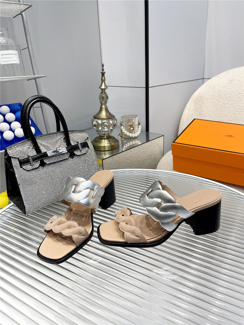 High Quality Luxury Hermes Pig Nose High Heel Sandals – Style 86659 product detail