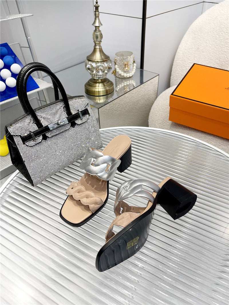 High Quality Luxury Hermes Pig Nose High Heel Sandals – Style 86659 product detail