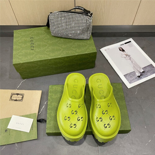 High Quality Luxury Gucci Thick Bottom Hole Slippers – Style 15123 product detail