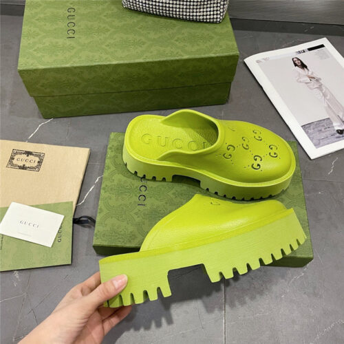 High Quality Luxury Gucci Thick Bottom Hole Slippers – Style 15123 product detail