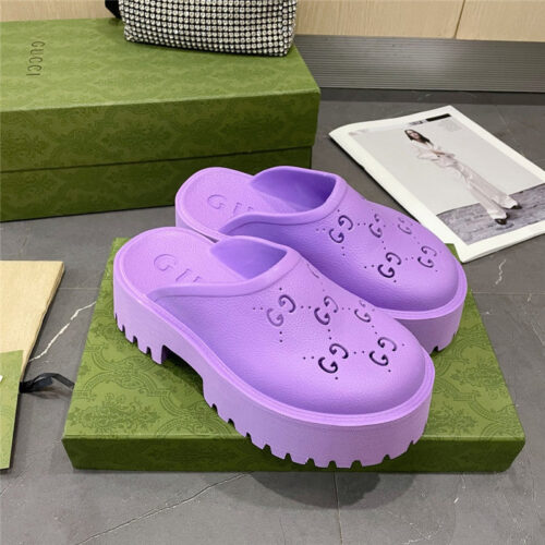 High Quality Luxury Gucci Thick Bottom Hole Slippers – Style 47891
