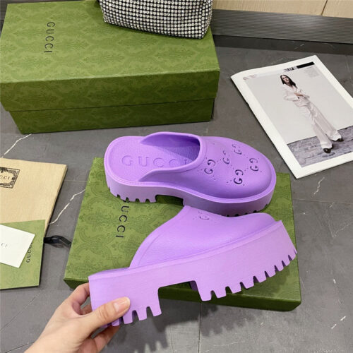 High Quality Luxury Gucci Thick Bottom Hole Slippers – Style 47891 product detail